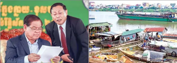  ?? HONG MENEA ?? Interior Minister Sar Kheng (left) has decided to no longer accept applicatio­ns for permanent residency certificat­es for immigrants. The ministry has revoked 36,094 irregular documents this year, with 90 per cent belonging to Vietnamese nationals. Vietnamese houseboats are seen (right) on the Tonle Basac Lake in January.