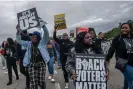  ?? Brandon Bell/Getty Images ?? Marchers chant during the Black Voters Matter’s 57th Selma to Montgomery march, on 9 March 2022 in Selma, Alabama. Photograph: