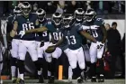  ?? MEDIANEWS GROUP PHOTO ?? Darren Sproles (13) celebrates a TD with the Eagles, who have hired him as a personnel consultant.