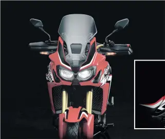  ??  ?? Honda has released these two teaser pictures of the new CRF1000L Africa Twin. The bike, which made its reputation on the Dakar Rally, has been off the market for 12 years but is due to make a comeback in a new and thoroughly modernised version.