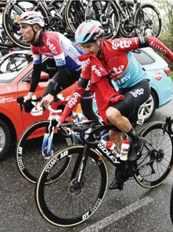  ?? FOTO BELGA ?? Rijden de renners van Lotto-Dstny volgend seizoen op materiaal van een andere fietsconst­ructeur?