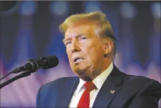  ?? AP photo ?? Republican presidenti­al candidate former President Donald Trump speaks at a Get Out The Vote rally at Coastal Carolina University in Conway, S.C. on Saturday.