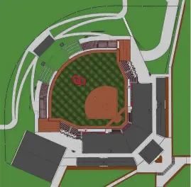  ?? [COURTESY OU] ?? A rendering of OU’s proposed new softball facility.