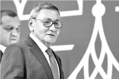  ?? - AFP photo ?? The newly elected president of the Internatio­nal Boxing Associatio­n (AIBA) Gafur Rakhimov looks down before a press conference at the annual AIBA Congress in Moscow on November 3, 2018.