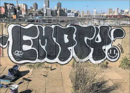  ?? ?? Spray it, don’t say it: The graffiti writer known as Toad is of the opinion that street art is like flowers that brighten harsh, grey cityscapes. Photo: Paul Botes