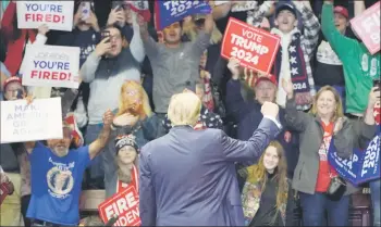  ?? — AFP photo ?? Trump gestures as he speaks at a ‘Get Out the Vote’ rally at the Winthrop Coliseum in Rock Hill, South Carolina.