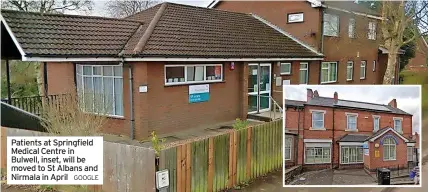  ?? GOOGLE ?? Patients at Springfiel­d Medical Centre in Bulwell, inset, will be moved to St Albans and Nirmala in April