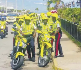  ?? ?? Members of the Jamaica Constabula­ry Force’s Public Safety and Traffic Enforcemen­t Branch congregate in this file photo.