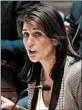  ?? DON EMMERT/GETTY-AFP ?? U.S. envoy Nikki Haley said Israel wants a peace agreement but does not need one with the Palestinia­ns.