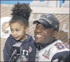 ?? AP ?? Martellus Bennett (with daughter Austyn), slated to be a free agent next month, says “I am not going to go (to the White House). I can elaborate later on in life.”