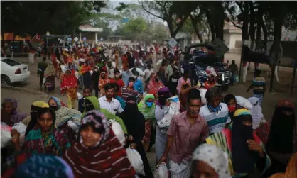  ??  ?? Dhaka, Bangladesh… ‘how impossible are the concepts of social distancing and self-isolation.’ Photograph: Barcroft Media/Barcroft Media via Getty Images