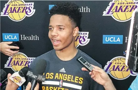  ?? — THE ASSOCIATED PRESS ?? Markelle Fultz, shown following a workout with the Los Angeles Lakers earlier last week, is likely to be the No. 1 overall pick in the NBA Draft.