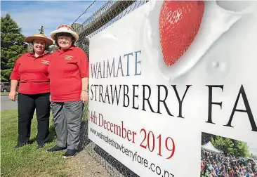  ?? BEJON HASWELL/ STUFF ?? Waimate Strawberry Fare chair Joy McIvor, right, and stalls convenor Clare Saunders-Tack are hoping for fine weather for the event.