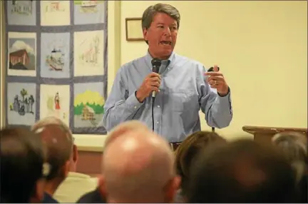  ?? TANIA BARRICKLO — DAILY FREEMAN ?? U.S. Rep. John Faso, R-Kinderhook, speaks during Thursday evening’s town hall event in Port Ewen.