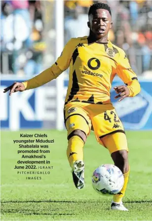  ?? /G R A N T PITCHER/GALLO IMAGES ?? Kaizer Chiefs youngster Mduduzi Shabalala was promoted from Amakhosi’s developmen­t in June 2022.