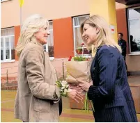  ?? Photo / New York Times ?? US first lady Jill Biden, left, with Olena Zelenska, the Ukrainian first lady, outside a public school in Uzhhorod, Ukraine.