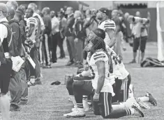  ?? DALE ZANINE, USA TODAY SPORTS ?? Some Bills players have knelt during the national anthem prior to kickoffs.