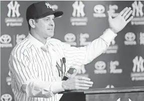  ?? KEVIN R. WEXLER/USA TODAY NETWORK ?? Yankees manager Aaron Boone exudes a calm, quiet confidence, just as he did as a player.