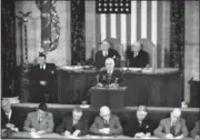  ?? BYRON ROLLINS — THE ASSOCIATED PRESS FILE ?? President Harry S Truman giving his State of the Union address on Capitol Hill in Washington.