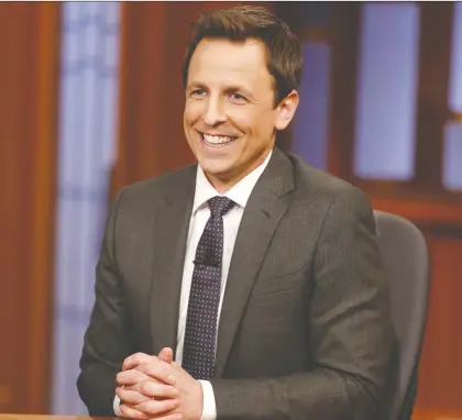  ?? PETER KRAMER/THE ASSOCIATED PRESS ?? Late Night host Seth Myers says working from home has been tough for a comedian used to hearing laughs from a live audience. “It’s that weird thing of trying to balance when you tell a joke and how long you wait until you tell the next one,” he says.