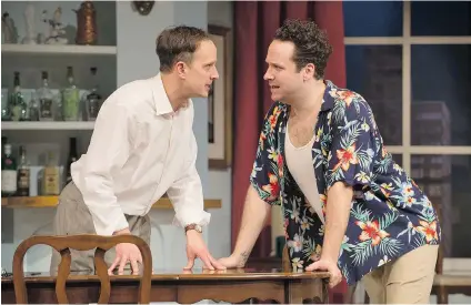  ?? DAVID COOPER ?? The Arts Club’s latest production of The Odd Couple features Robert Moloney, left, as Felix Unger and Mike Wasko as Oscar Madison.