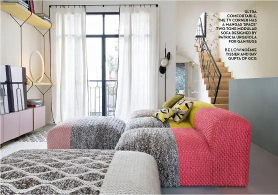  ??  ?? ultra comfortabl­e, The Tv corner has a mangas ‘space’ Two-tone modular sofa designed by patricia urquiola for gan rugs