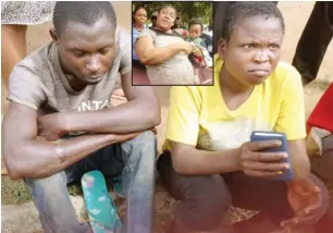  ?? Photos: Hope Abah ?? Suspected child kidnappers paraded by Benue State Police command. Inset: A nursing mother fingered as part of the syndicate.