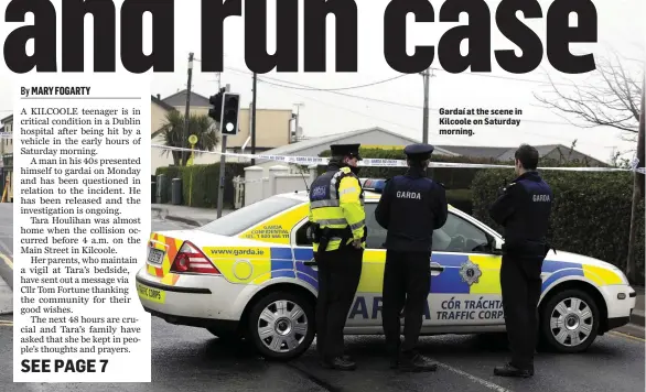  ??  ?? Gardaí at the scene in Kilcoole on Saturday morning.