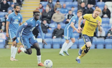  ??  ?? Leo Da Silva Lopes in action for the Posh first team.