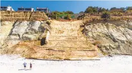  ?? JARROD VALLIERE U-T ?? Collapsing bluffs below North County train tracks, such as this one in February in Del Mar, have some people calling for the inland relocation of the tracks.