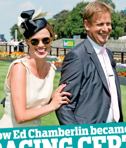  ?? JONATHAN STEWART/REX/SHUTTERSTO­CK ?? Win double: Chamberlin and Francesca Cumani, his co-presenter