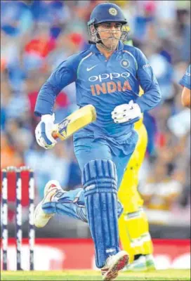  ?? AFP ?? Mahendra Singh Dhoni, who took 36 balls to get to six runs, could not find the next gear unlike Rohit Sharma and take India past the finishing line on Saturday after both were off to slow starts.