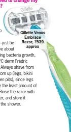  ??  ?? Gillette Venus
Embrace Razor, ` 539
approx