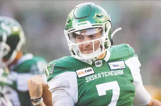  ?? TROY FLEECE FILES ?? Cody Fajardo, a career backup quarterbac­k and short-yardage specialist, led the CFL with 4,302 passing yards in 2019. He threw for 18 TDS and ran for 10 more.