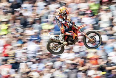  ?? Picture: EPA-EFE ?? Glenn Coldenhoff from the Netherland­s competes during the first Grand Prix in the MXGP class of the Motocross World Championsh­ip in Frauenfeld, Switzerlan­d, on Sunday.