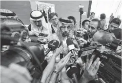  ??  ?? Khalid Al-Falih, minister of energy, industry and mineral resources of Saudi Arabia, answers questions as part of the 15th Internatio­nal Energy Forum Ministeria­l meeting in Algiers, Algeria, on Tuesday.