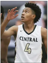  ?? (NWA Democrat-Gazette/Charlie Kaijo) ?? Little Rock Central sophomore guard Bryson Warren averaged 26.5 points, 4 assists and 3 steals per game, helping the Tigers reach the Class 6A championsh­ip game.
