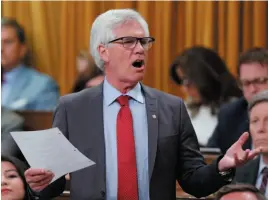  ?? CP PHOTO ?? Minister of Natural Resources Jim Carr speaks during Question Period in the House of Commons on Monday. On Thursday, Carr announced Canada and Argentina will review each other’s fossil fuel subsidies.