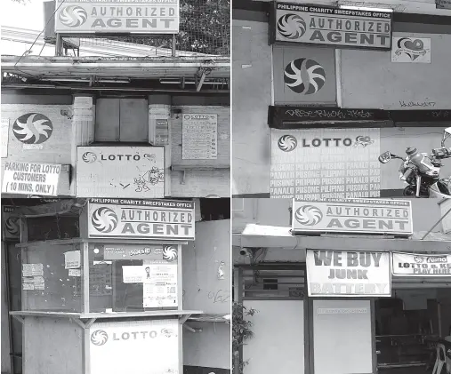  ??  ?? Lotto outlets along Visayas Avenue in Quezon City were closed in compliance with the directive of President Rodrigo Duterte to stop the operation of all outlets of the Philippine Charity Sweepstake­s Office’s (PCSO) Lotto, Small Town Lottery (STL) and Peryahan ng Bayan in the country due to “massive corruption”. The President announced the order via the Presidenti­al Communicat­ions Operations Office’s Facebook page.