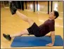  ??  ?? Ronnie Stone does the Reverse Plank With Slow Kick, a strength exercise that also can be used during your warmup.