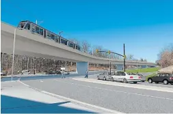  ?? METROLAND PHOTO ?? An artist rendering of the proposed Phase 2 LRT at Shantz Hill in the Preston area of Cambridge.