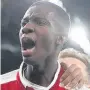  ??  ?? TEENAGE RAMPAGE Two-goal hero Nketiah