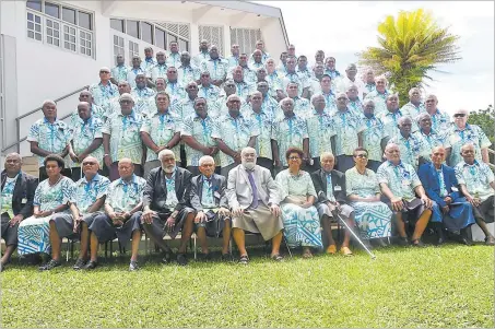  ?? Picture: EILIKI NUKUTABU ?? Members of the Great Council of Chiefs at the Yatu Lau Lagoon Resort in Pacific Harbour.