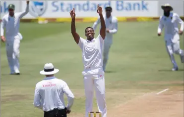  ?? Picture: JAMES OATWAY, REUTERS ?? STANDING TALL: Lungi Ngidi celebrates taking the wicket of Jasprit Bumrah at Centurion yesterday.