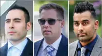  ?? JUSTIN SMIRLIES, MANISHA KRISHNAN/ANDREW FRANCIS ?? Police officers (from left) Joshua Cabero, Leslie Nyznik and Sameer Kara.