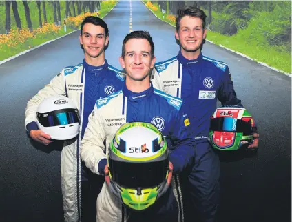  ??  ?? READY. Volkswagen factory Global Touring Car drivers Keagan Masters, Mathew Hodges and Daniel Rowe.