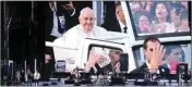  ?? PTI ?? Pope Francis is pictured in his popemobile on the Plaines d'Abraham during his papal visit across Canada in Quebec City