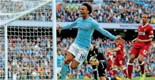  ?? Reuters ?? manchester City’s Leroy Sane after scoring a goal against Liverpool. —