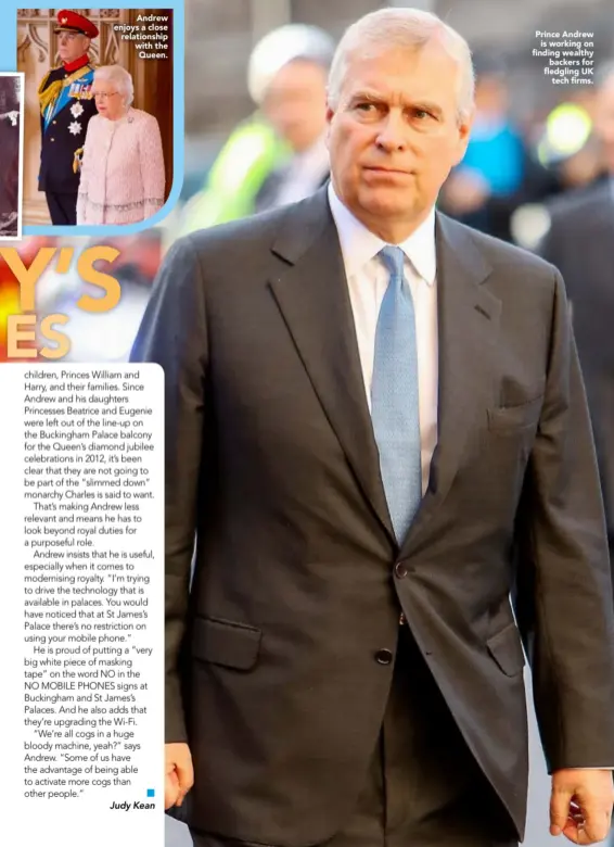  ??  ?? Prince Andrew
is working on finding wealthy
backers for fledgling UK
tech firms.