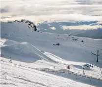  ?? PHOTO: NED BRANNIGAN ?? Still fairly good . . . Warmer temperatur­es at Cardrona Alpine Resort have loosened the snowpack but conditions are still better than at the correspond­ing time last year.